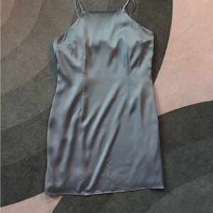 Abercrombie & Fitch Blue Silver Satin Slip Dress
